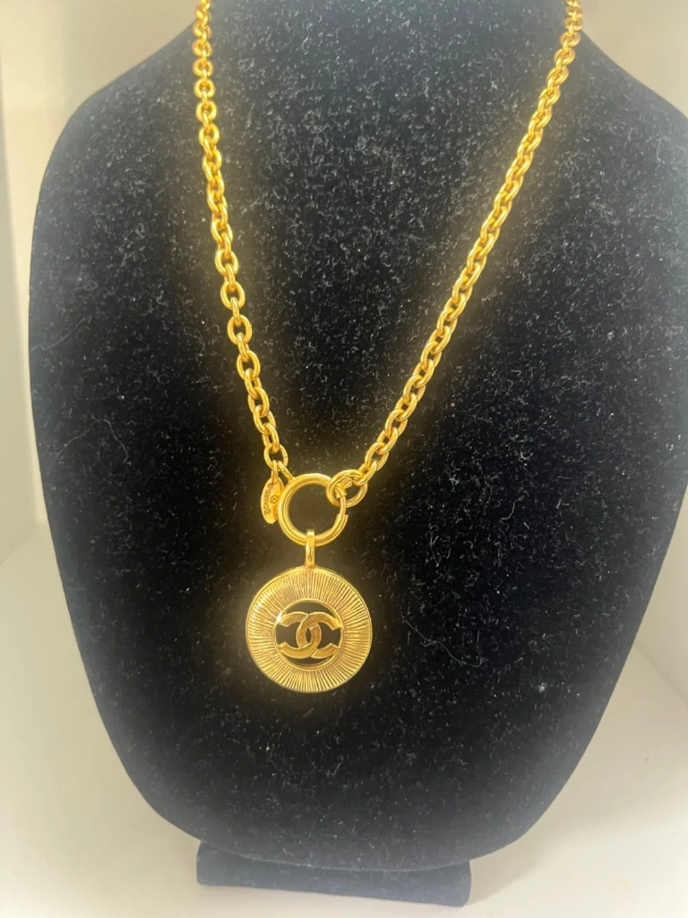 CHANEL 24kgp Chain Necklace with Round CC Medallion